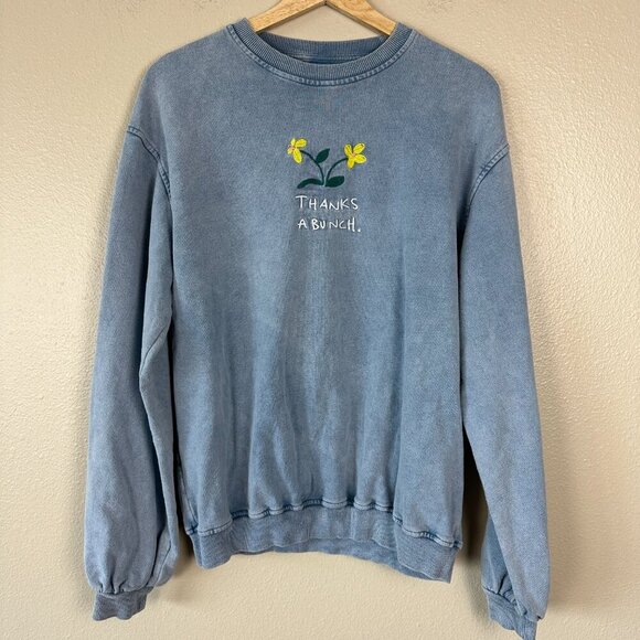 Urban Outfitters Crewneck Sweatshirt Pullover Embroidered Flower Women's Small - Picture 3 of 5